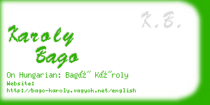 karoly bago business card